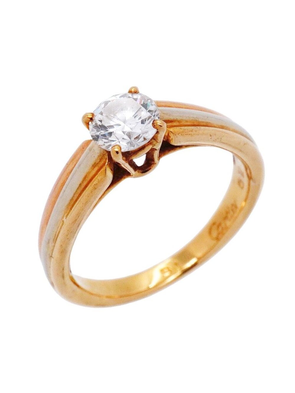Cartier Ring Solitaire Trinity Yellow Gold 18k White 18k Pink Diamond
